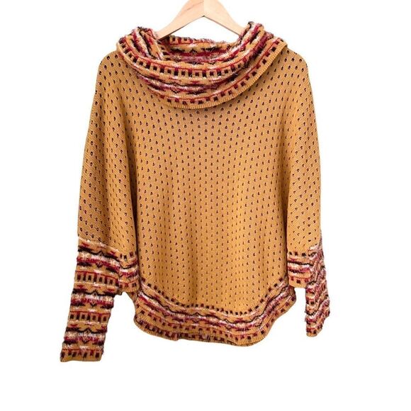 NEW Boho Shawl/Poncho Long Sleeve Sweater in One Size Made in Mexico - Picture 2 of 4